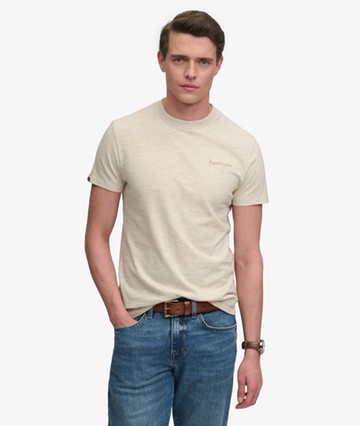 Superdry Men's Essential Company Logo Embroidered T-shirt Beige Size: S