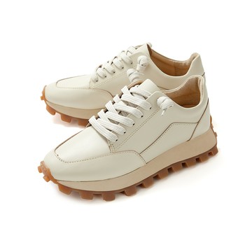 NG鞋特賣★GREEN PINE拼接全真皮豆豆舒壓休閒鞋 米色 (00145105)