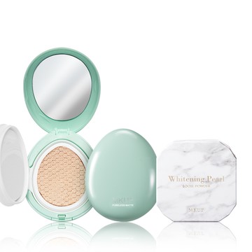 MKUP 美咖【新品上市】零毛孔柔霧控油氣墊粉餅【SPF25 PA++】+輕裸透白珍珠蜜粉