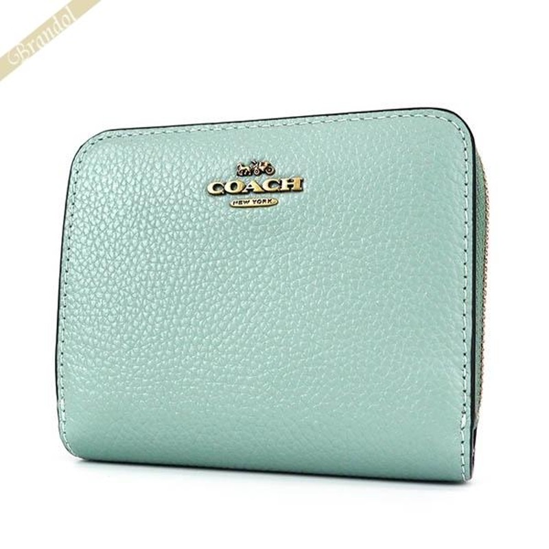 新品☆COACH(コーチ)ライトブルー  レザー  折り財布