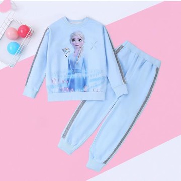 冰雪奇緣休閑運動套裝艾莎公主女小童秋裝新款女孩愛莎衛衣兩件套