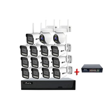 I-Family POE 16路NVR主機 5M槍機+4M變焦球機 監視器錄影組 一機13鏡+2球機