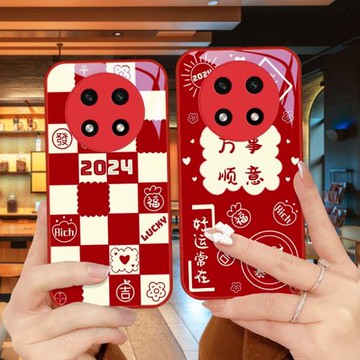 新春喜樂適用oppoA2pro手機殼A1pro金屬漆oppoA9保護套a11x玻璃女款小眾防摔高級時尚新年趣味簡約潮流新款