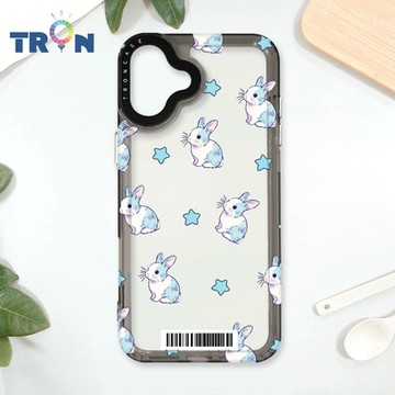 TRON IPhone 16 PLUS 手繪小兔子透明殼 防摔太空載具殼 透黑 軟硬 手機殼