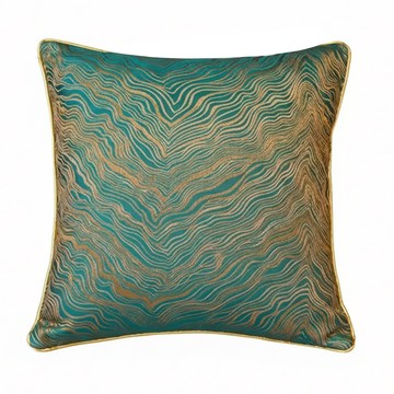 歐式奢華波紋金絲刺繡沙發抱枕套  45 × 45cm  綠色