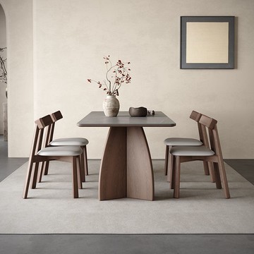 免運 古斯特實木巖板餐桌現代家用簡約進口白蠟北歐長方形組合餐桌椅328L 快速出貨