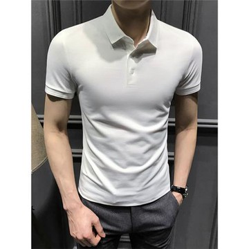夏季2025新款男士短袖Polo衫韓版修身翻領T恤純色半袖體恤男裝潮