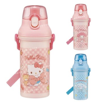小禮堂 SKATER 三麗鷗 兒童彈蓋直飲水壺 附背帶 480ml PSB5SANAG (蝴蝶結款) Kitty 美樂蒂 大耳狗