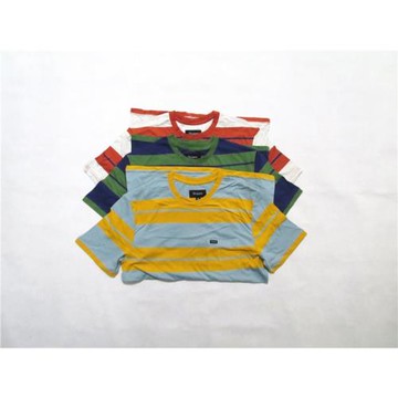 美式加州風街頭潮牌水洗條紋圓領T恤運動滑板街舞bboy打底運動tee