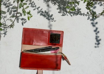 不撞包植鞣革全真皮萬用盒內含鏡子鉛筆盒化妝盒鈔票盒