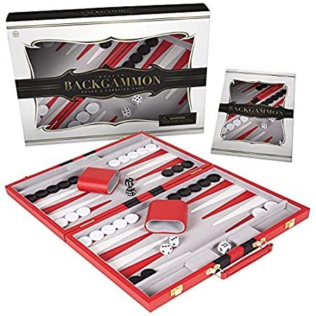 Crazy Games Backgammon Set Classic Small 11 Inch Red Backgammon