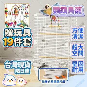 台灣現貨🛒免運🐦白鐵鳥籠 送鸚鵡玩具 抗壓防腐防變形 可居住4-8只鳥 可diy 鳥別墅 灰鸚鵡鳥籠 大型鳥籠 玄鳳鳥籠