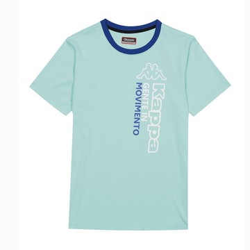 KAPPA義大利 型男吸濕排汗速乾圓領棉衫 絲藍綠 31181NWU7U 台灣製