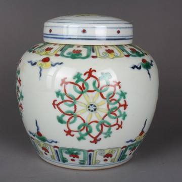 大明成化青花斗彩 天字罐 茶葉罐 手繪古玩古董陶瓷器仿古收藏品