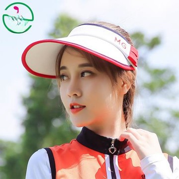 新款MEETGOLF運動休閑女士高爾夫帽子 女 遮陽帽白色空頂帽