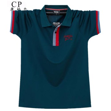 胖子特大潮男商務翻領寬松休閑Polo衫短袖棉t恤加肥體恤肥佬夏裝