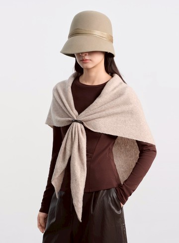 復古輪廓羊毛緞帶寬帽