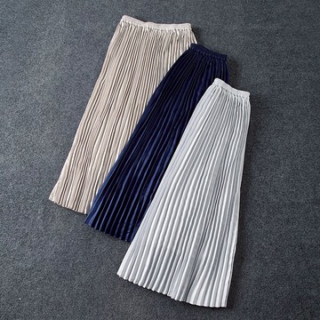 松緊高腰顯瘦中長款立體百褶半身裙1入