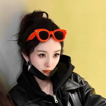 楊冪同款墨鏡女款潮流歐美充氣感遮陽太陽鏡圓形可愛紅色個性眼鏡