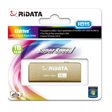 RIDATA錸德 HD15 炫彩碟/USB3.1 Gen1 16GB隨身碟香檳金