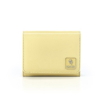 【PORTER INTERNATIONAL】復古品味 MORI系列 三折零錢短夾(鵝黃色)