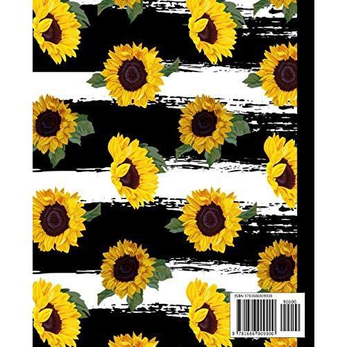 ノート 文具 おしゃれ |Composition Notebook: Sunflowers Pattern on Black and White St