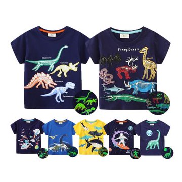 夜光恐龍宇宙太空短袖上衣 T恤 T-Shirt 男童 兒童 童裝 橘魔法 現貨【BB0029】