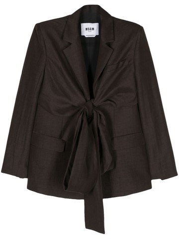 MSGM - tied single-breasted blazer - women - Polyester/Viscose/Linen/Flax - 36 - Brown