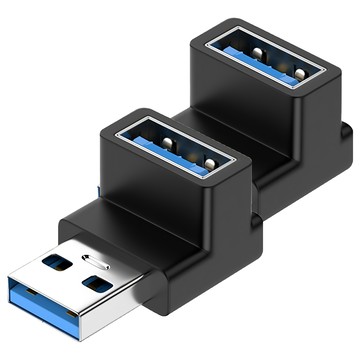 UniSync USB3.0公轉USB3.0母 10Gbps高速轉接器OTG讀卡機 立體彎  單一商品  2個