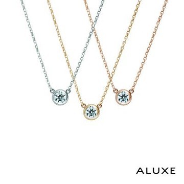 ALUXE 亞立詩 18K金 鑽石項鍊 經典包鑲 單鑽 NN0687