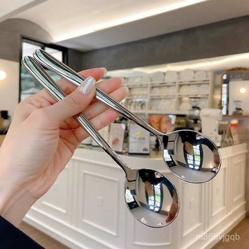 【臺灣熱銷】家用不銹鋼長柄加厚韓式勺食品級勺子高檔商用ins風喫飯勺調羹 JIXC