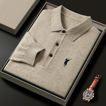 秋冬季新款針織衫毛衣長袖POLO衫男士時尚高端親膚保暖透氣羊毛衫鑫弘-衣錦男裝