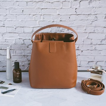 真皮手提氣質水桶包 22336 棕N