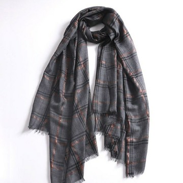 現貨+預購 圍巾羊毛披肩-金絲線格子長款輕薄女配件74cy39【獨家進口】【米蘭精品】