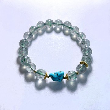 天然礦石 綠雲母9 mm 綠松石原礦 手鍊