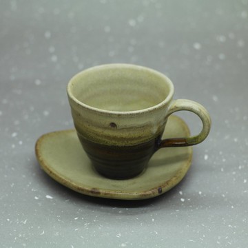 鐵釉雙掛咖啡杯  手作陶藝 品味香醇