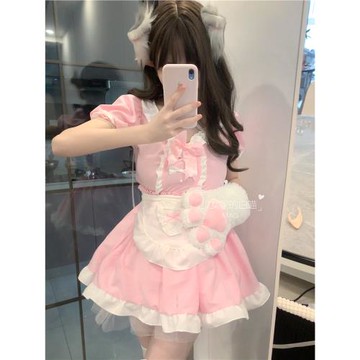 女仆裝cos可愛女傭軟妹洛麗塔cosplay服裝lolita掛脖超短連衣裙