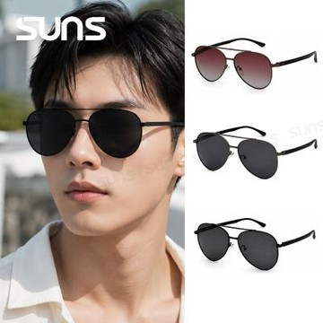 【SUNS】時尚飛行員偏光墨鏡 Polarized太陽眼鏡 中性駕駛墨鏡 輕量18g/防眩光/遮陽/抗UV400 S576