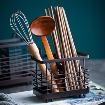 北歐掛式筷子筒家用鐵藝筷子收納筷籠廚房多功能瀝水雙筒筷子盒