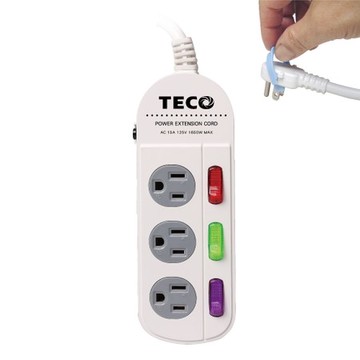 東元 三開三插轉接電源線組3.6M XYFWL230R12