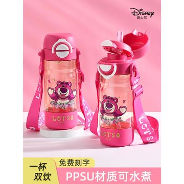 迪士尼ppsu兒童水杯夏季女孩上學專用吸管杯子小學生直飲水壺防摔
