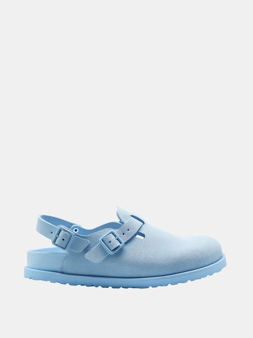 Birkenstock 1774 - Tokio Slingback Suede Clogs - Womens - Light Blue