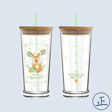 吸管玻璃杯系列【大正餐具批發】吸管杯 玻璃吸管杯 飲料杯 環保杯 吸管水杯 玻璃飲料杯 OCEAN吸管杯 動物杯子