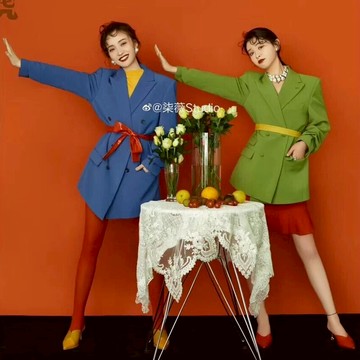 影樓主題閨蜜藝術照西裝姐妹裝文藝形象個性個人寫真拍照攝影服裝