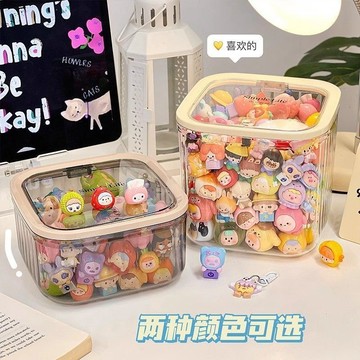 吧唧桌面萌粒收納盒 大容量防塵透明展示架 女生手辦擺件盲盒收納神器