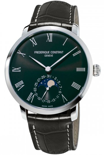 CONSTANT 康斯登 自製機芯超薄月相機械男腕錶(FC-705GR4S6)-42mm-黑面皮革【刷卡回饋 分期0利率】【APP下單點數13倍送】