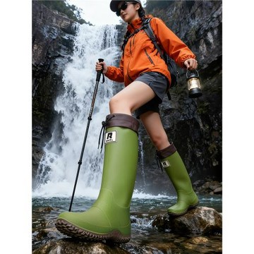 時尚新款可折疊雨鞋女款男款雨林登山雨靴戶外徒步防滑束口防水鞋