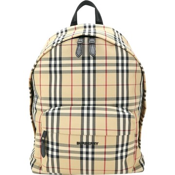 BURBERRY 巴寶莉 Vintage 字母標誌 格紋尼龍後背包(典藏米色)