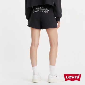 Levis 青春活力系列 女款 高腰抽繩闊腿棉褲 / 簡約描框Logo 魚子黑