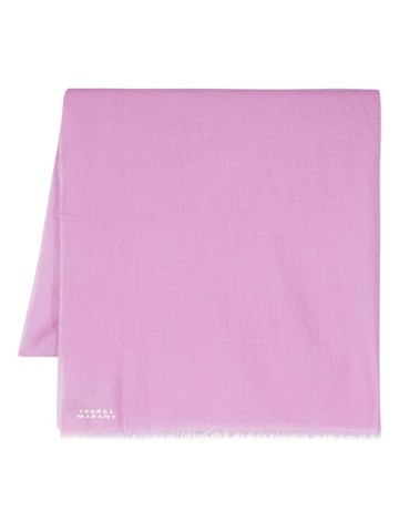 ISABEL MARANT - logo-jacquard frayed-edge scarf - women - Cashmere - One Size - Pink